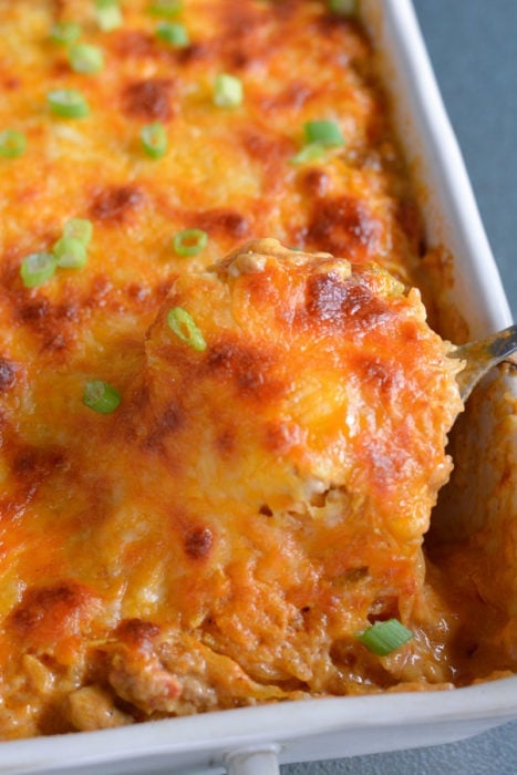 This Taco Spaghetti Squash Casserole is under 6 net carbs per serving and healthy!