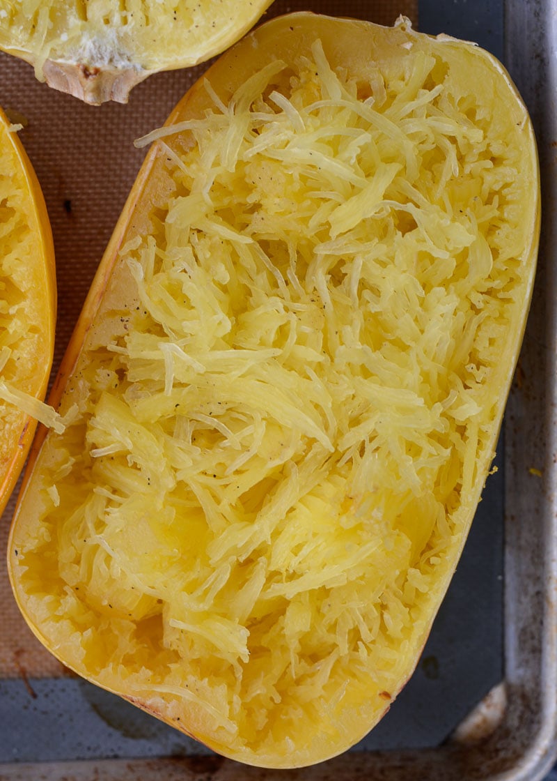 Tender roasted Spaghetti Squash is perfect for this keto taco casserole!