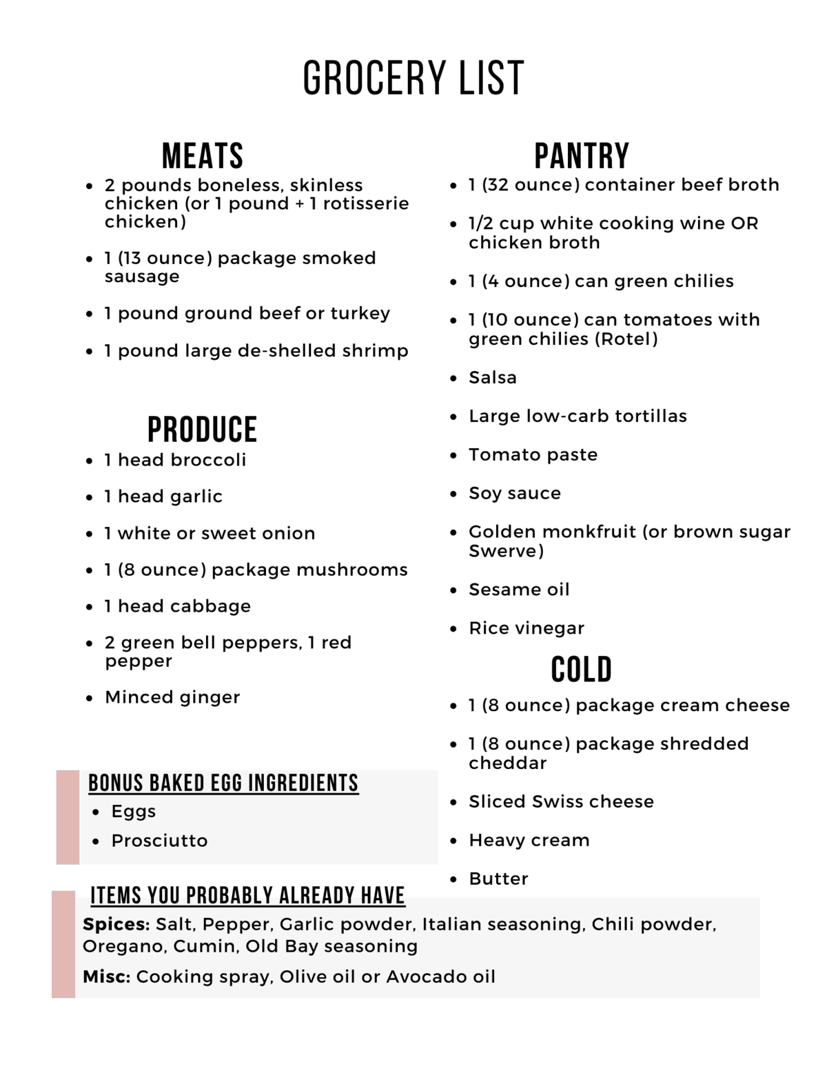 This Easy Keto Grocery List helps you save time and prepare for next week's keto dinners!