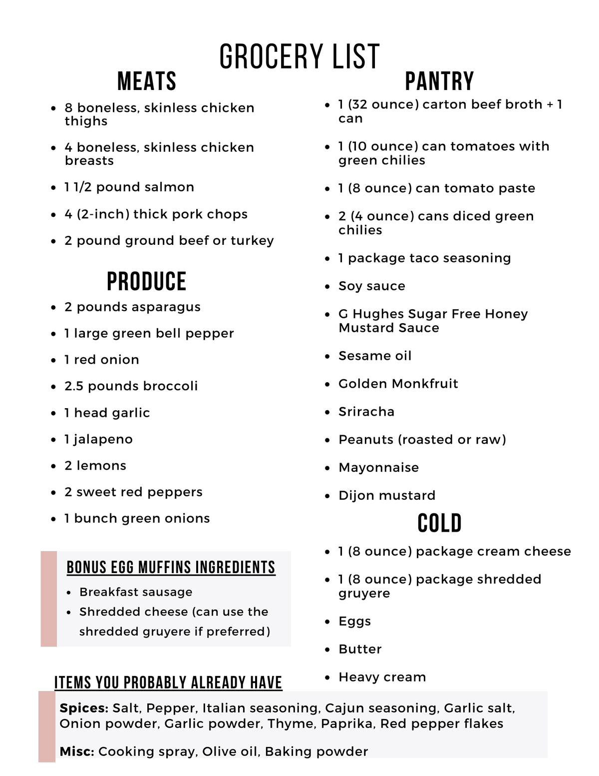 This keto grocery list is everything you need for a full week of delicious kid friendly keto dinners!