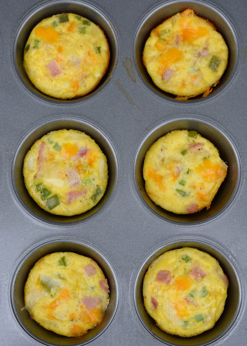 Muffin-Tin Omelets with Broccoli, Ham & Cheddar