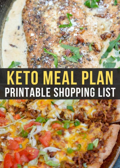Keto meal planning made easy! This Easy Keto Meal Plan includes 5 delicious keto dinners and an easy low-carb breakfast recipe! The printable shopping list and meal prep tips make things even simpler!