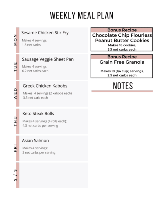Easy Keto Meal Plan with Printable Shopping List (Week 43) - Maebells