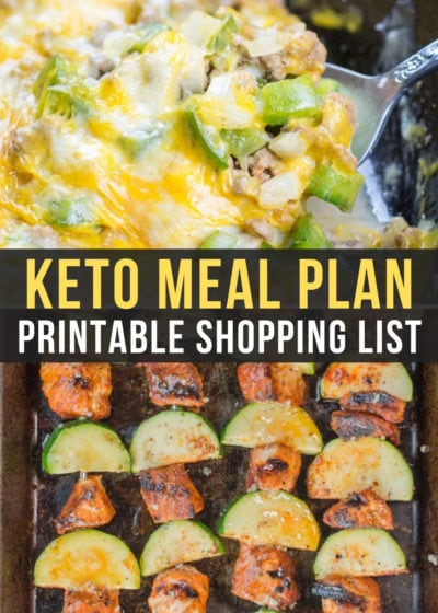 Keto is EASY with this Easy Keto Meal Plan! Get five simple low carb dinners plus a keto dessert recipe, printable shopping list, meal prep tips, and keto side suggestions!