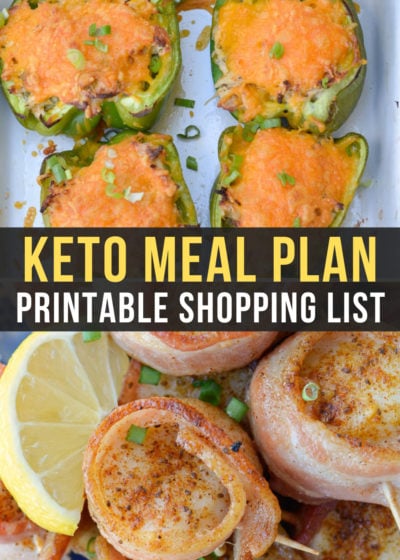 This Easy Keto Meal Plan is perfect for cooking low-carb dinners for the whole family. I've included a printable shopping list for all 5 keto dinners and 2 meal prep snacks, too!