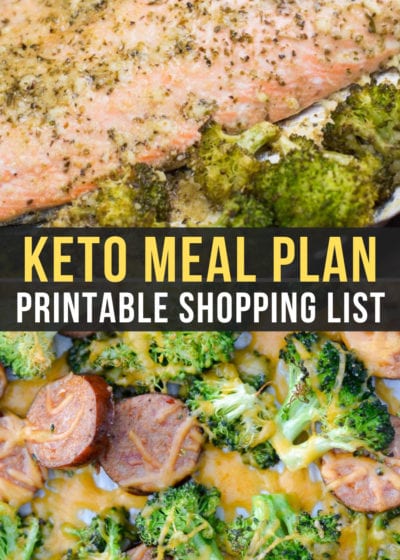 This Keto Meal Plan has super easy low carb dinners for weeknight meals! Included is a printable shopping list, meal prep tips, and two keto drink recipes!