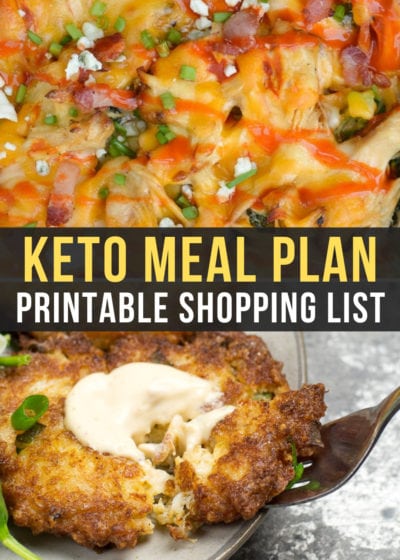 Use this Easy Keto Meal Plan with Printable Shopping List to make your keto lifestyle easier! Five low carb dinner recipes, a bonus meal prep breakfast, side suggestions, and keto meal prep tips are included.