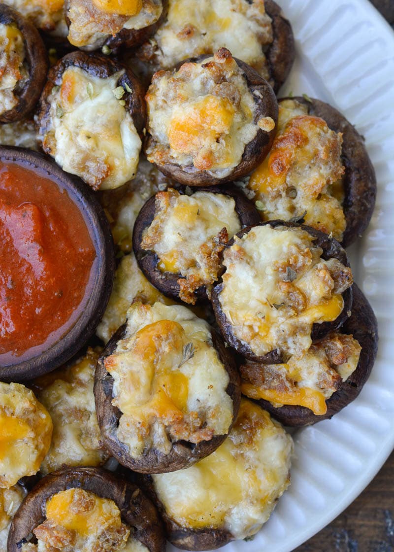 These Italian Sausage Stuffed Mushrooms are the perfect keto appetizer! Using only five ingredients, this low carb recipe is ready in under 15 minutes and is full of flavor!