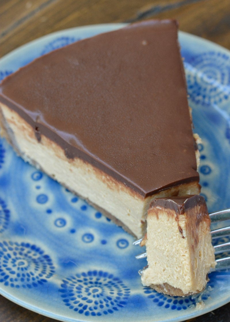 No Bake Peanut Butter Pie is the perfect easy dessert recipe! This sugar free, low carb pie features a cookie crust, creamy peanut butter filling and dark chocolate ganache!