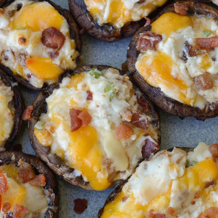 Easy Grilled Portobello Mushrooms are stuffed with bacon and cheese for the perfect Summer meal! 