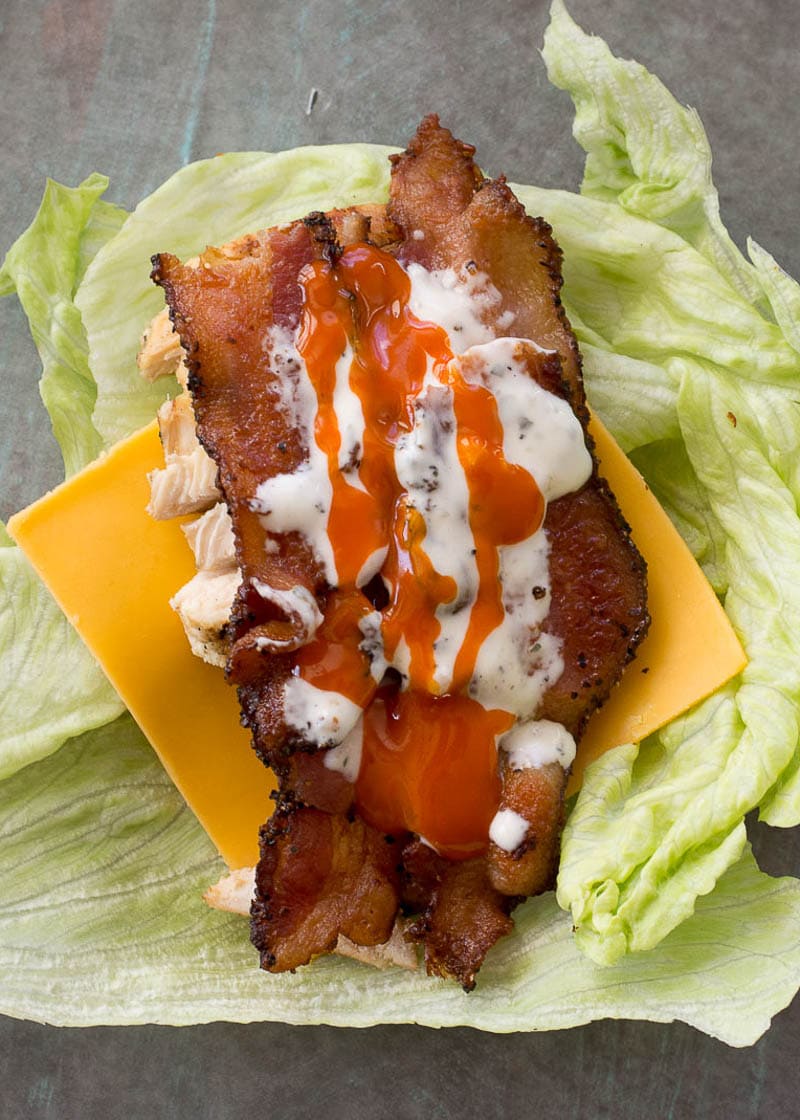 These Chicken Lettuce Wraps are the perfect easy dinner recipe! Loaded with cheese, bacon and buffalo sauce and only 3 net carbs each, you'll be making these again and again!