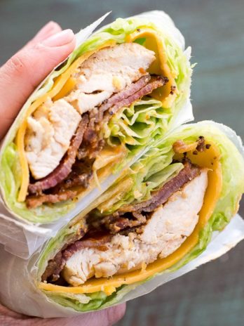 These Chicken Lettuce Wraps are the perfect easy dinner recipe! Loaded with cheese, bacon and buffalo sauce and only 3 net carbs each, you'll be making these again and again!