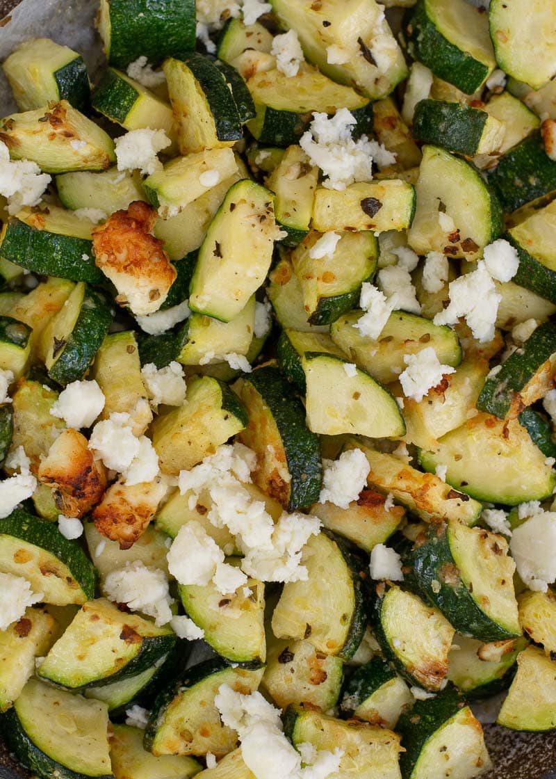 Air Fryer Zucchini with Feta is an easy, flavorful side dish that requires just a few basic ingredients! This keto side dish is ready in under 10 minutes and has less than 4 net carbs!