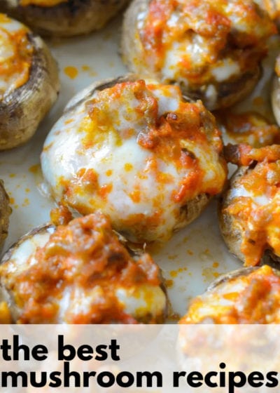 These are The BEST Mushroom Recipes! There are stuffed mushrooms, creamy sauces and delicious dinner recipes! Each of these recipes are keto, low carb and gluten free!