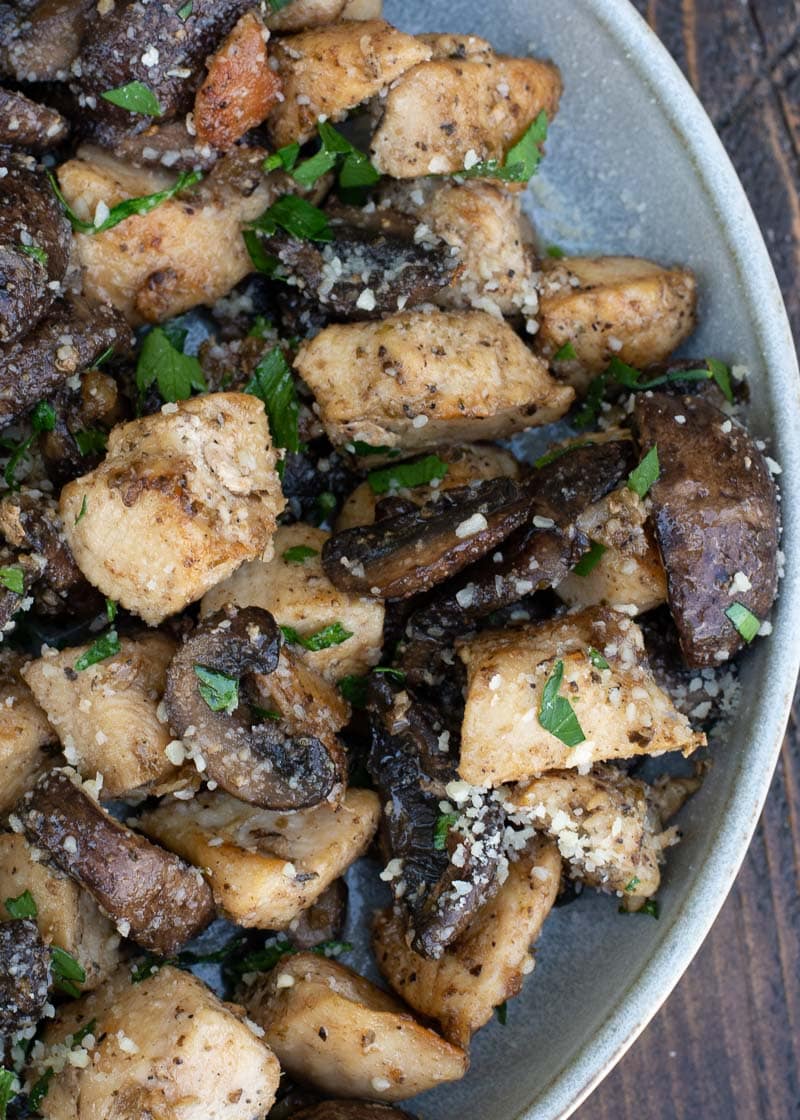  Garlic Butter Chicken and Mushrooms is a satisfying dinner that is loaded with flavor! Each serving of this keto chicken recipe has about 4 net carbs.