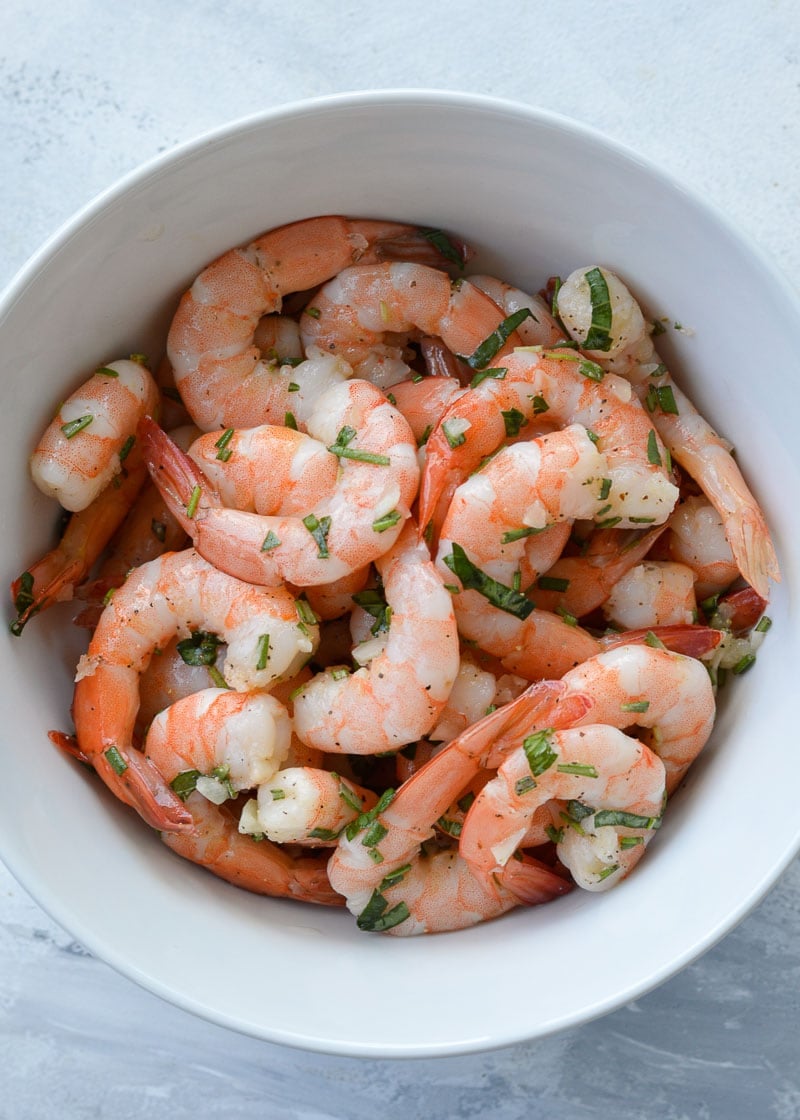 This easy Marinated Shrimp is the perfect no-cook recipe for sprucing up some plain cocktail shrimp! It's a great party appetizer, salad topper, or wrap filling for under 1 carb per serving.