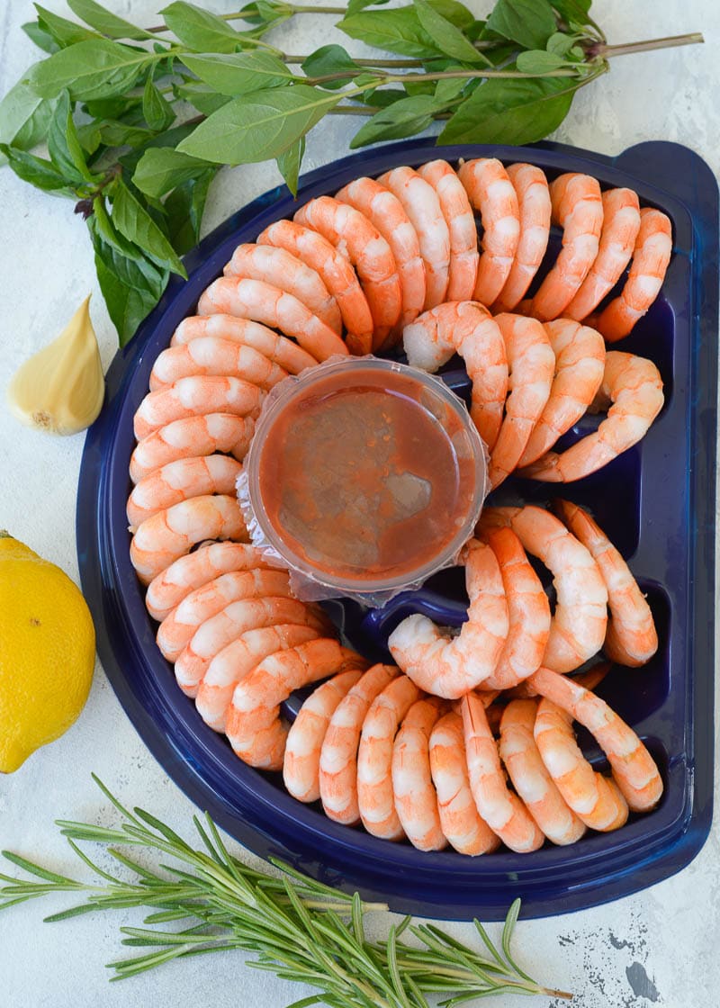 This easy Marinated Shrimp is the perfect no-cook recipe for sprucing up some plain cocktail shrimp! It's a great party appetizer, salad topper, or wrap filling for under 1 carb per serving.