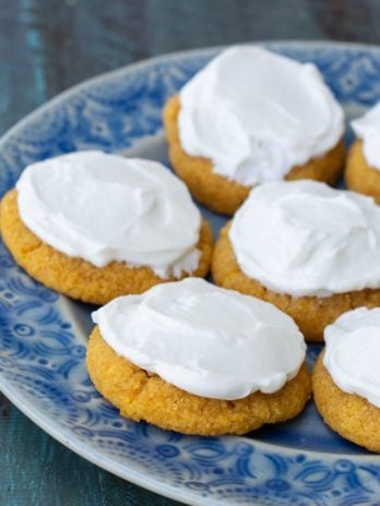 These Pumpkin Sugar Cookies with Cream Cheese Frosting are super indulgent while being low carb, grain and sugar free! Enjoy a a soft, chewy iced pumpkin cookie for just for only 2 net carbs!