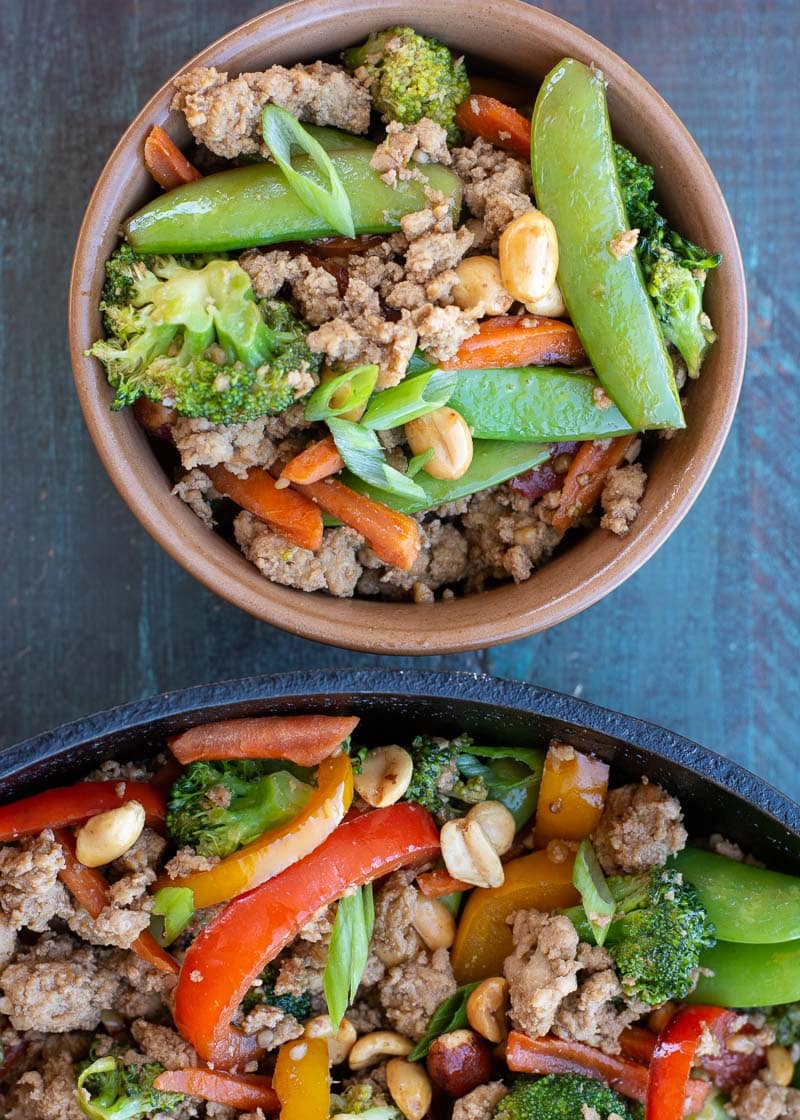 This Chicken Stir Fry is the perfect healthy dinner recipe! This one pan meal is packed with veggies and protein and is naturally keto, low carb and gluten free!