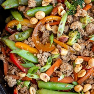 This Chicken Stir Fry is the perfect healthy dinner recipe! This one pan meal is packed with veggies and protein and is naturally keto, low carb and gluten free!