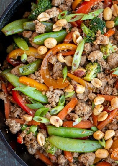 This Chicken Stir Fry is the perfect healthy dinner recipe! This one pan meal is packed with veggies and protein and is naturally keto, low carb and gluten free!