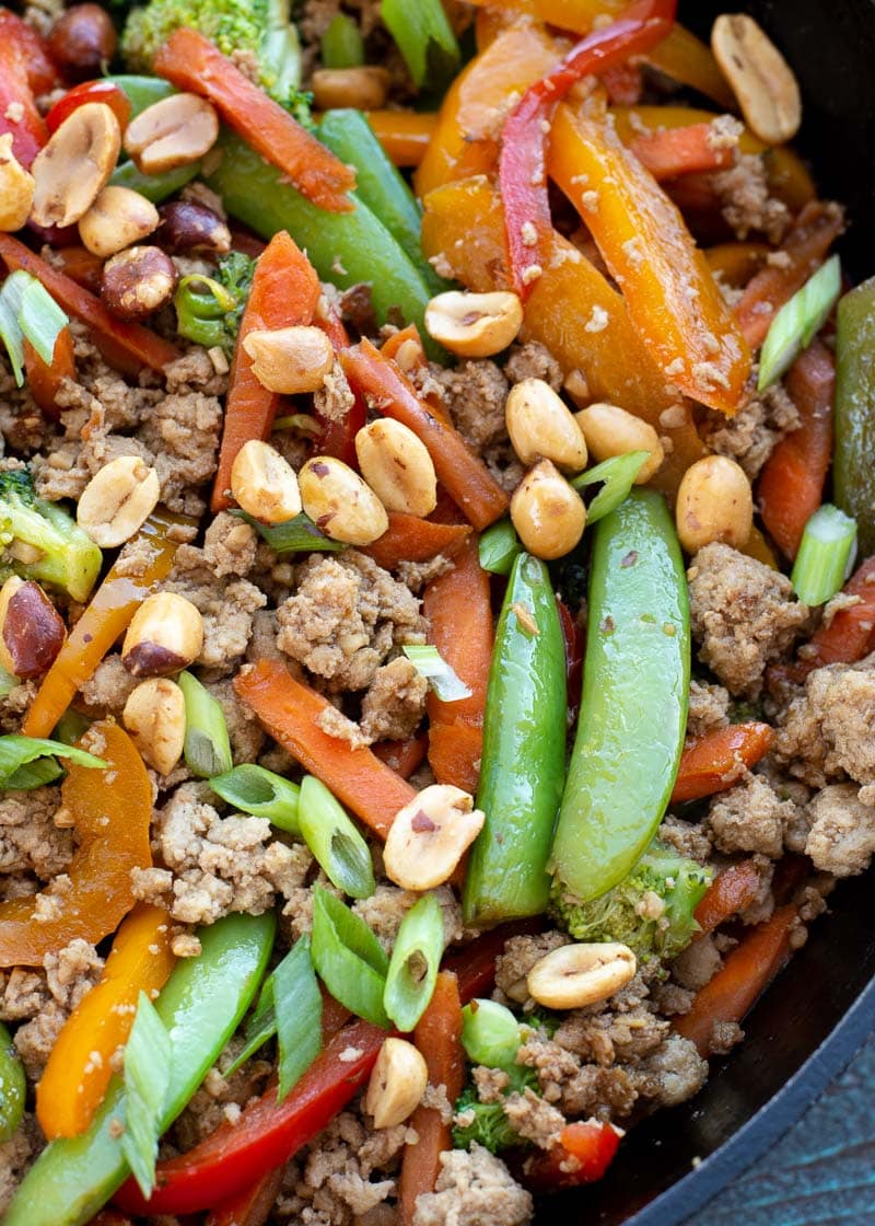 This Chicken Stir Fry is the perfect healthy dinner recipe! This one pan meal is packed with veggies and protein and is naturally keto, low carb and gluten free!