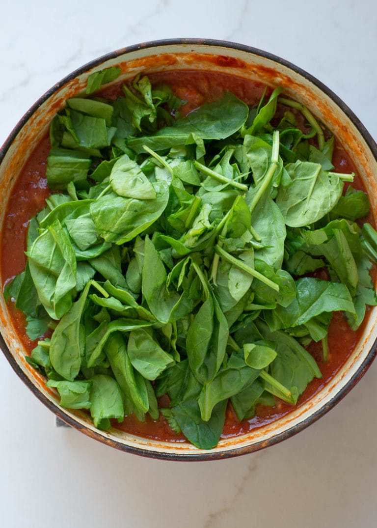 Creamy Tomato Soup with Sausage and Spinach Maebells