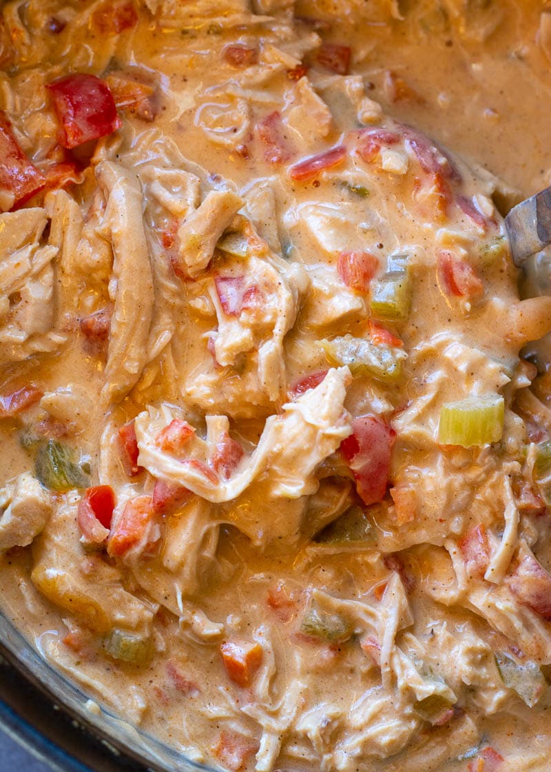This Creamy Cajun Chicken Soup is loaded with tender chicken, peppers, onions, celery and cajun spices! You can enjoy a large serving of this cheesy keto soup recipe for only 8 net carbs!