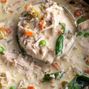 This Creamy Chicken Soup is a hearty, nutritious dinner that is ready in about 30 minutes!