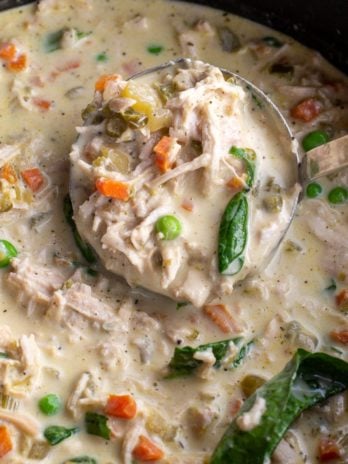 This Creamy Chicken Soup is a hearty, nutritious dinner that is ready in about 30 minutes!