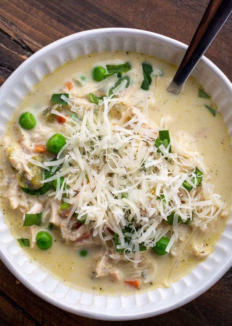 This Creamy Chicken Soup is a hearty, nutritious dinner that is ready in about 30 minutes!