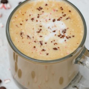 This Peppermint Bark Latte is the BEST keto coffee drink! It's holiday spirit in a mug with less than 1 net carb per drink.