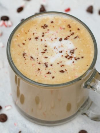 This Peppermint Bark Latte is the BEST keto coffee drink! It's holiday spirit in a mug with less than 1 net carb per drink.