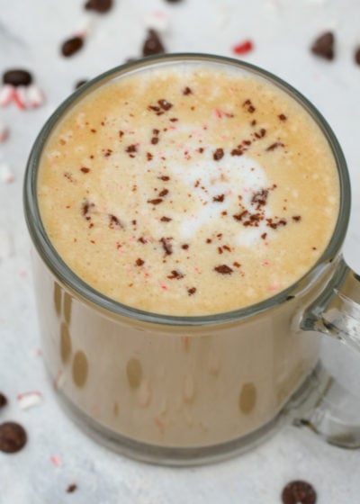 This Peppermint Bark Latte is the BEST keto coffee drink! It's holiday spirit in a mug with less than 1 net carb per drink.