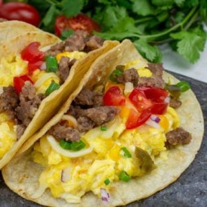 These Easy Breakfast Tacos are the best way to start the day! This simple breakfast recipe is packed full of protein and can be made ahead of time for a quick morning.