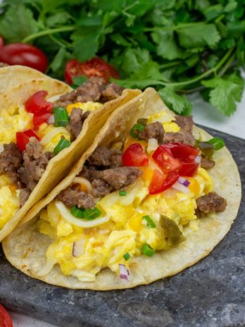 These Easy Breakfast Tacos are the best way to start the day! This simple breakfast recipe is packed full of protein and can be made ahead of time for a quick morning.