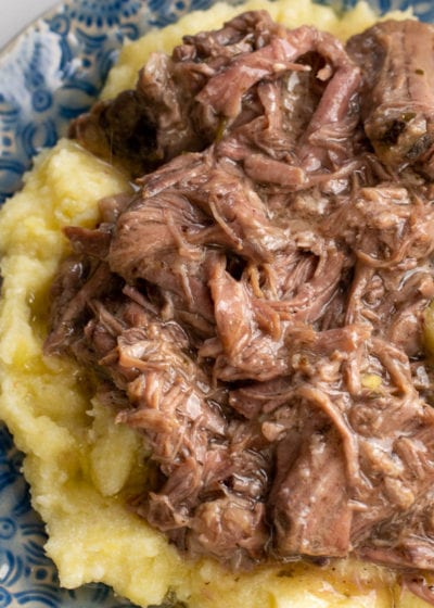This Mississippi Pot Roast recipe is always a family favorite! This keto-friendly pot roast is made in a slow cooker with just four simple ingredients!