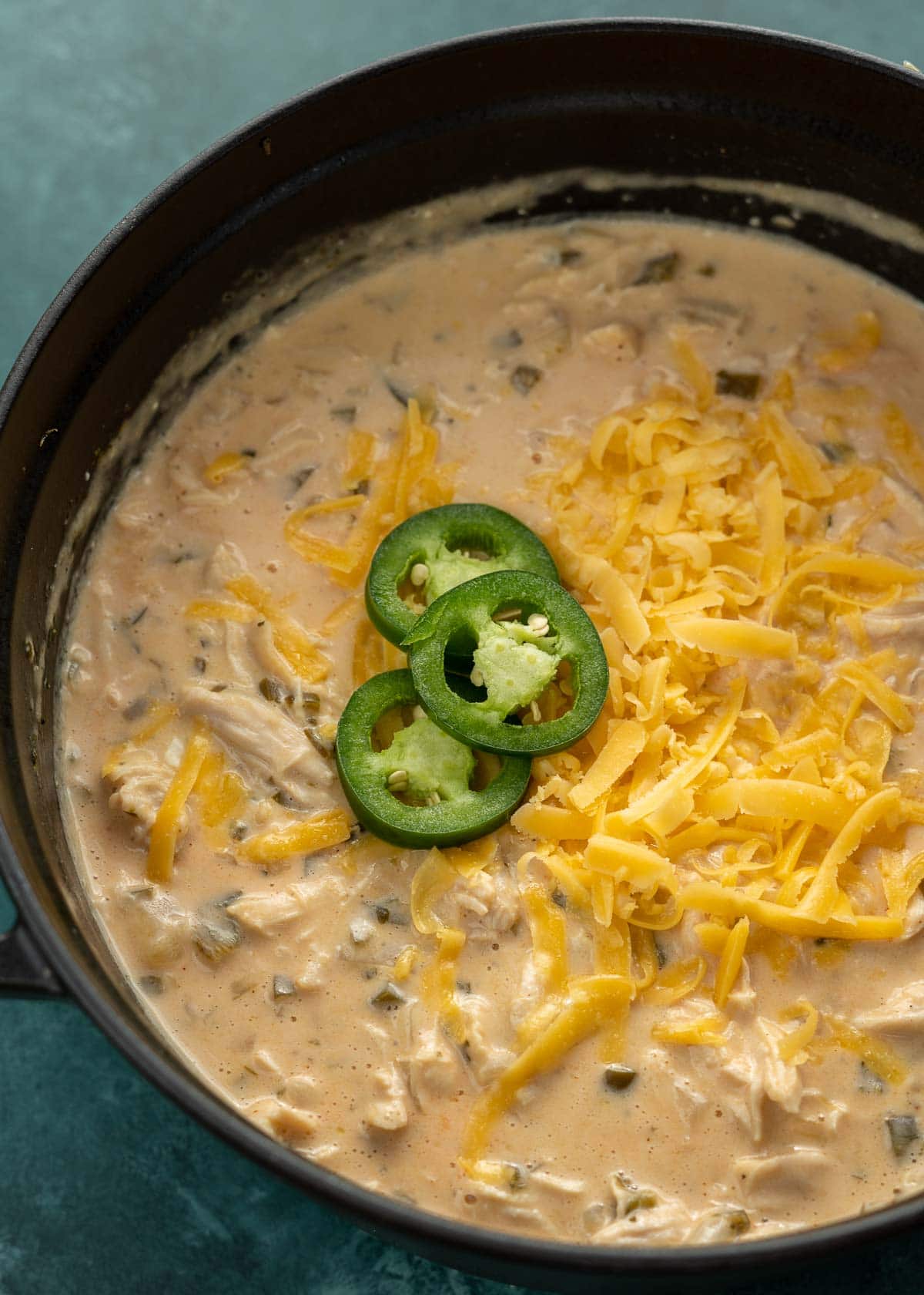 This Cheesy Jalapeno Chicken Soup has all the flavor of a jalapeno popper but in a creamy, hearty soup! Enjoy a serving of this keto-friendly soup for about 6 net carbs!