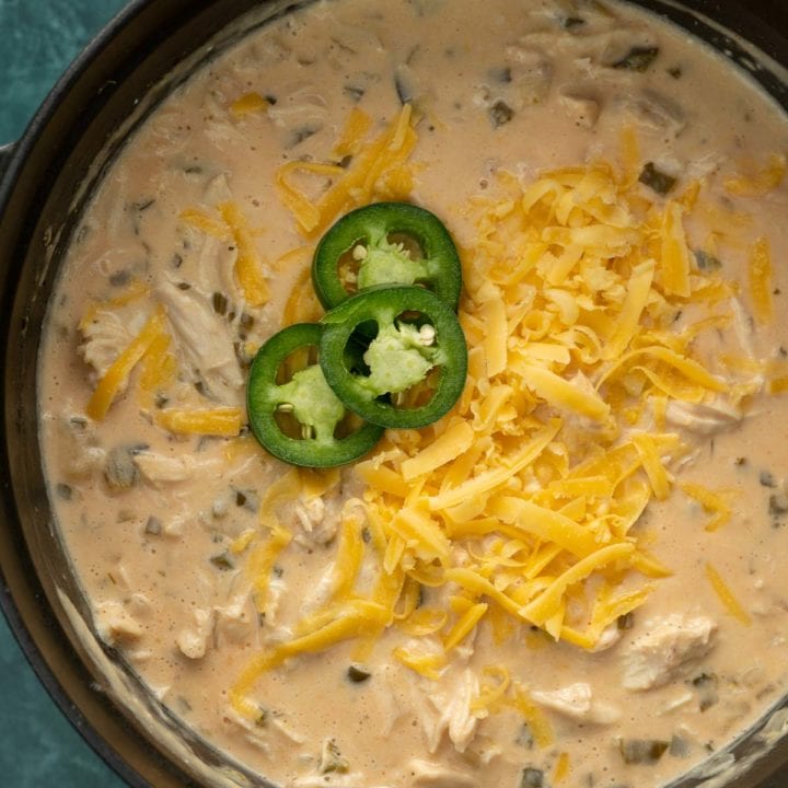 This Cheesy Jalapeno Chicken Soup has all the flavor of a jalapeno popper but in a creamy, hearty soup! Enjoy a serving of this keto-friendly soup for about 6 net carbs!