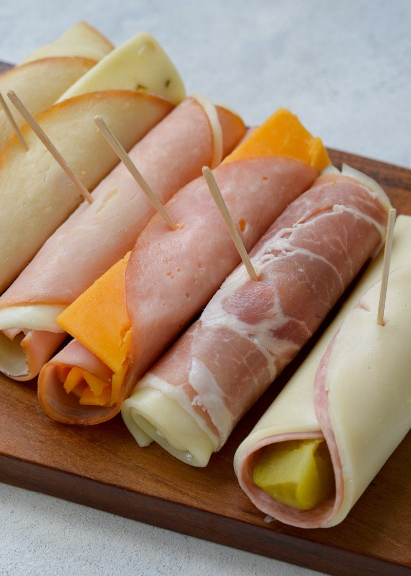 easy lunch rollups presented on a cutting board