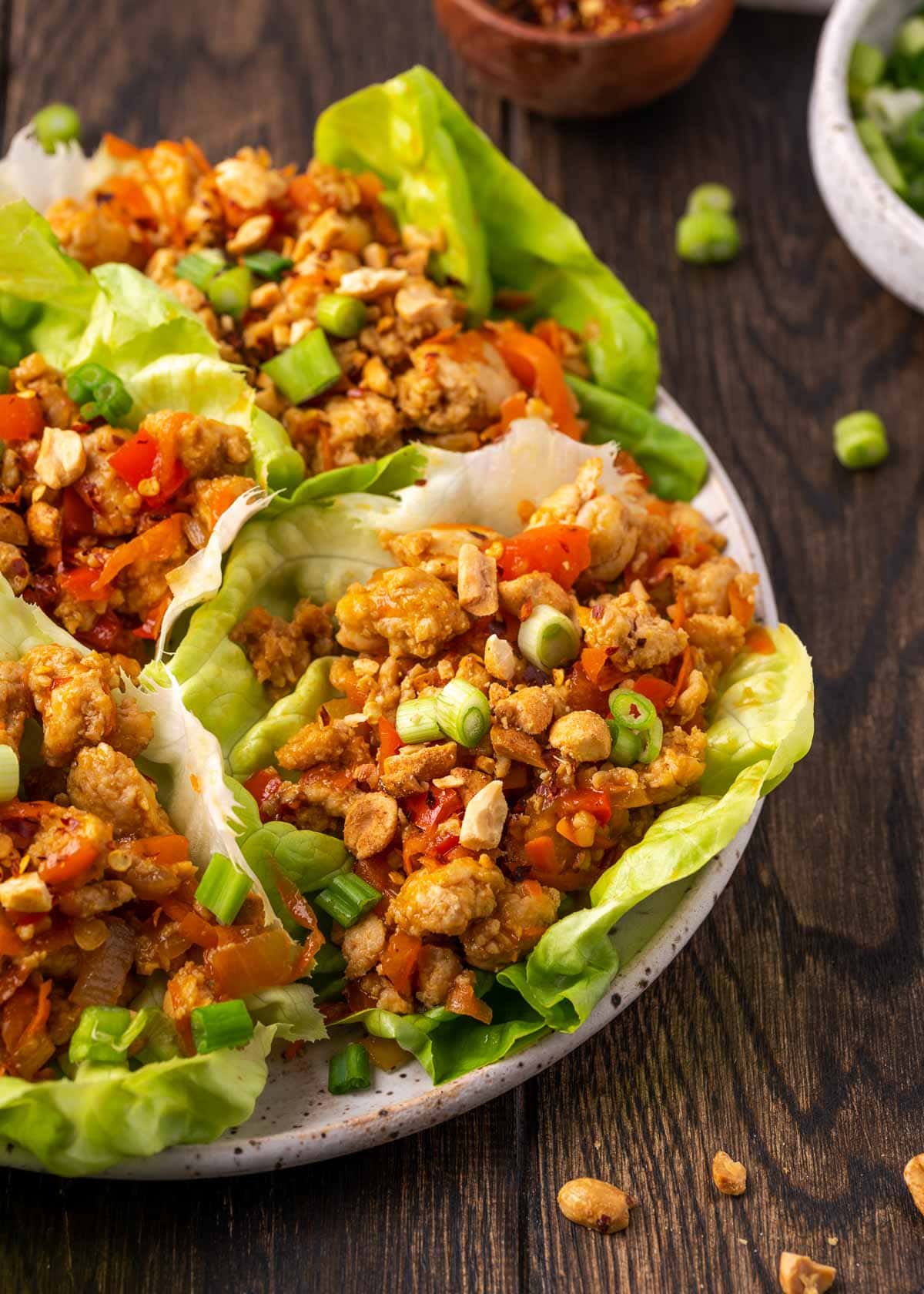 Asian chicken in lettuce cups