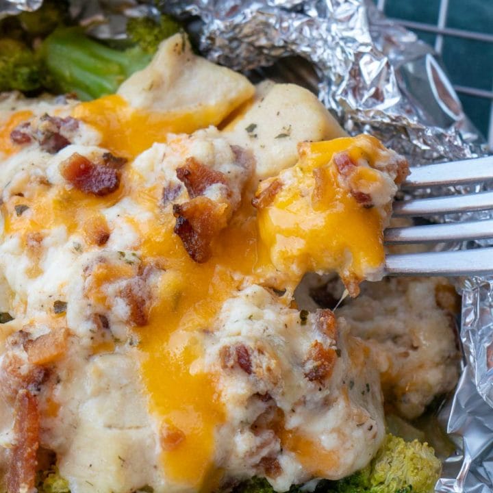 chicken foil pack with broccoli and cheese