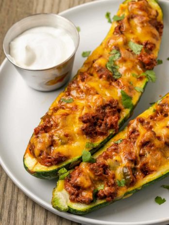 stuffed zucchini on plate