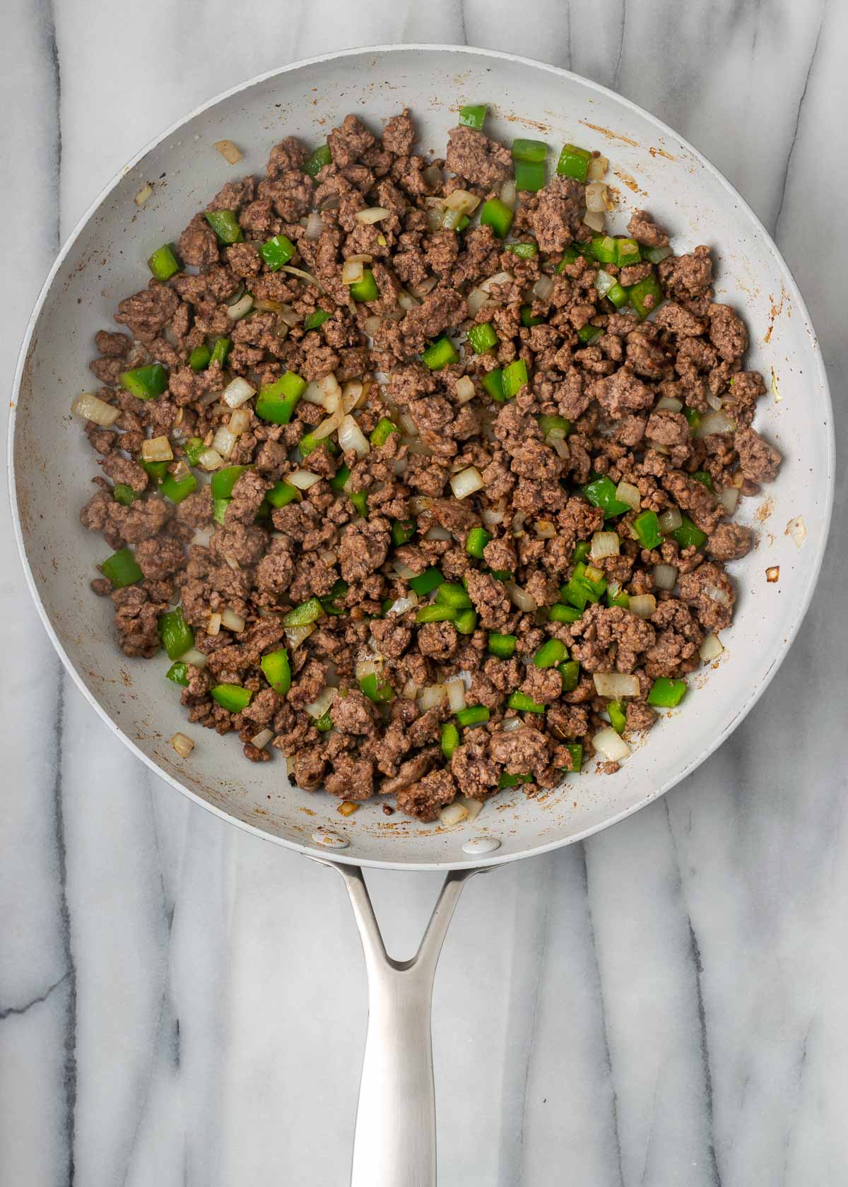 beef and vegetables in skillet