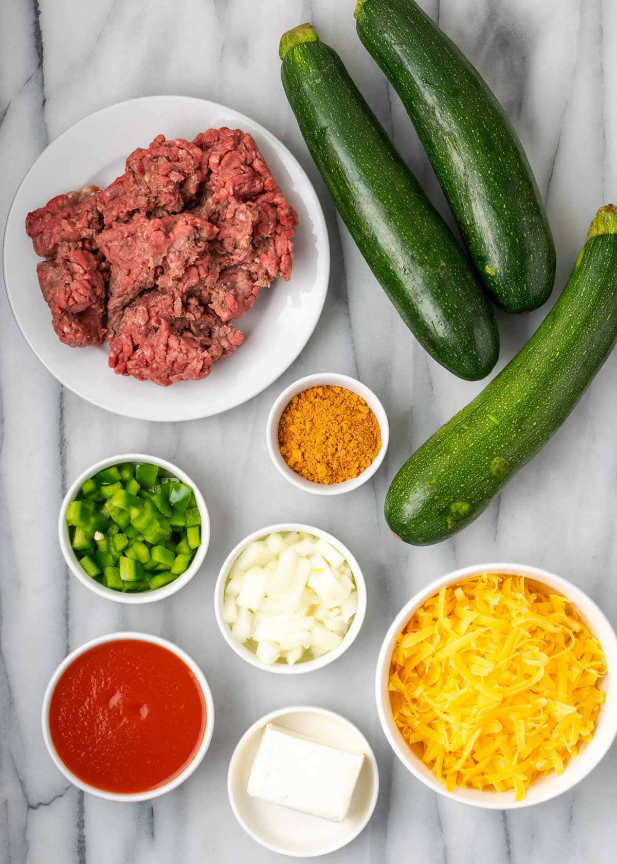 ingredients for stuffed zucchini