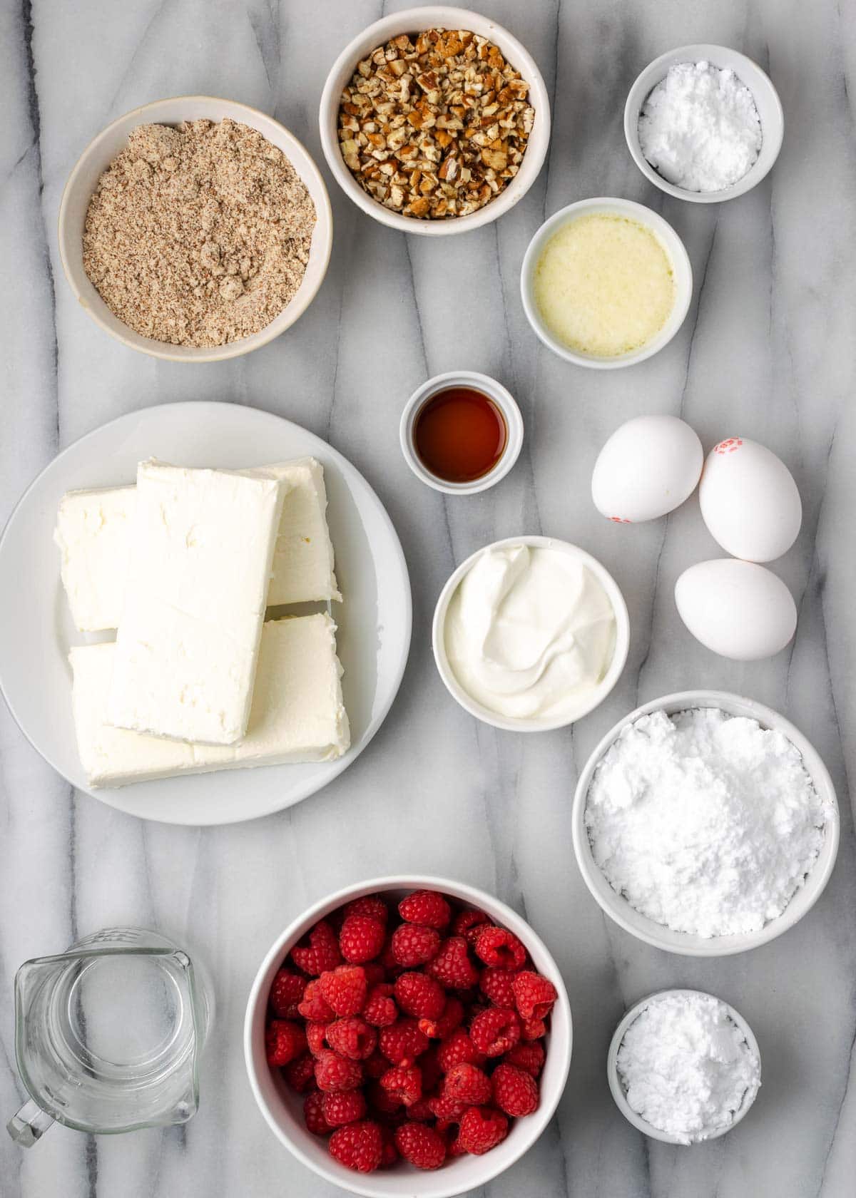 ingredients for raspberry cheesecake