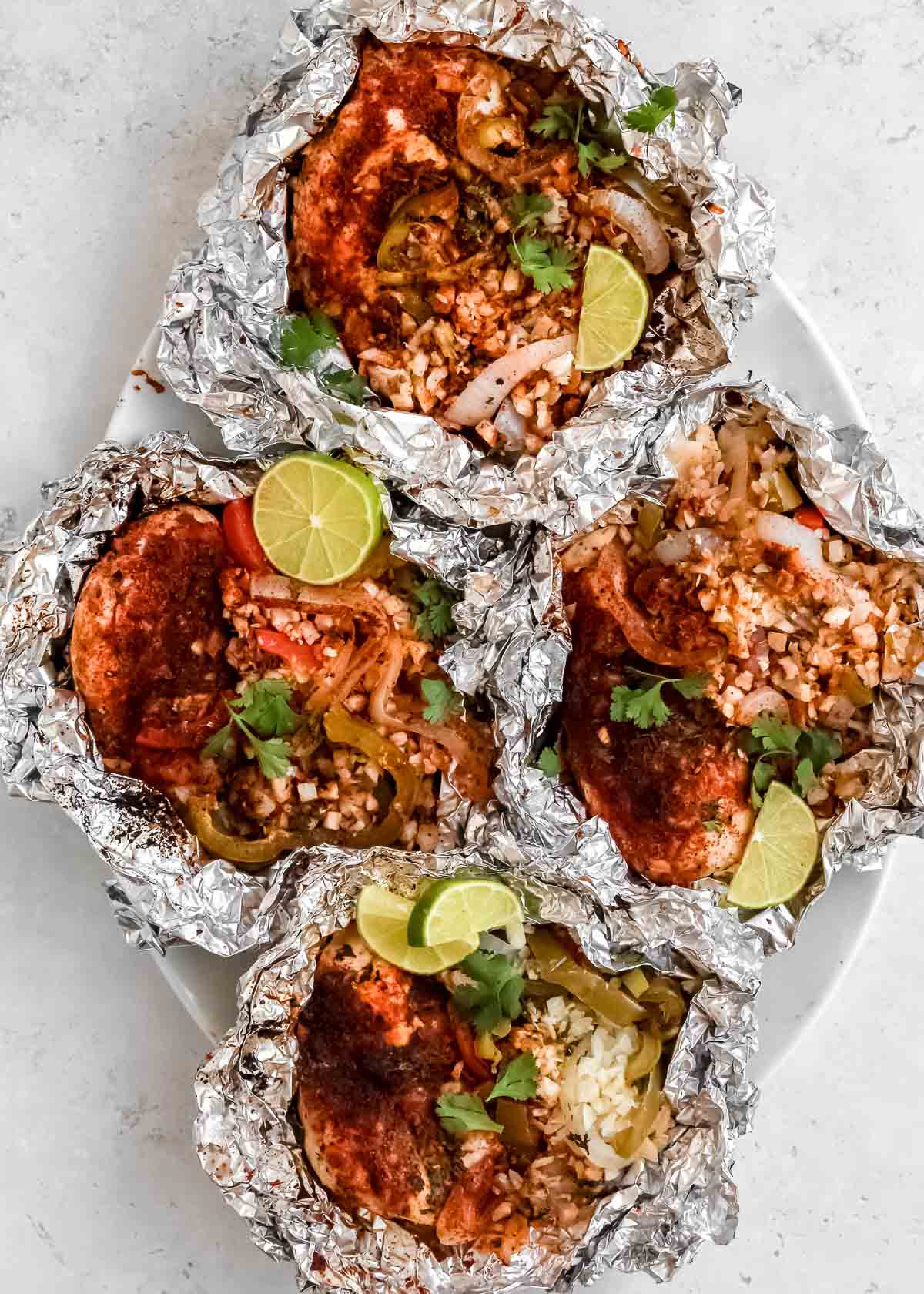 Serve cilantro lime chicken foil packs with additional lime wedges and fresh cilantro!