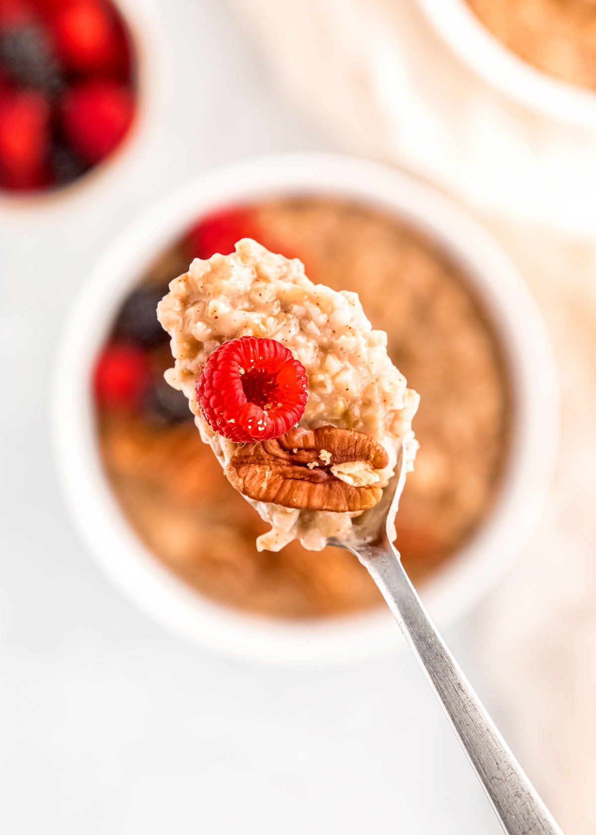 steel cut oats in spoon