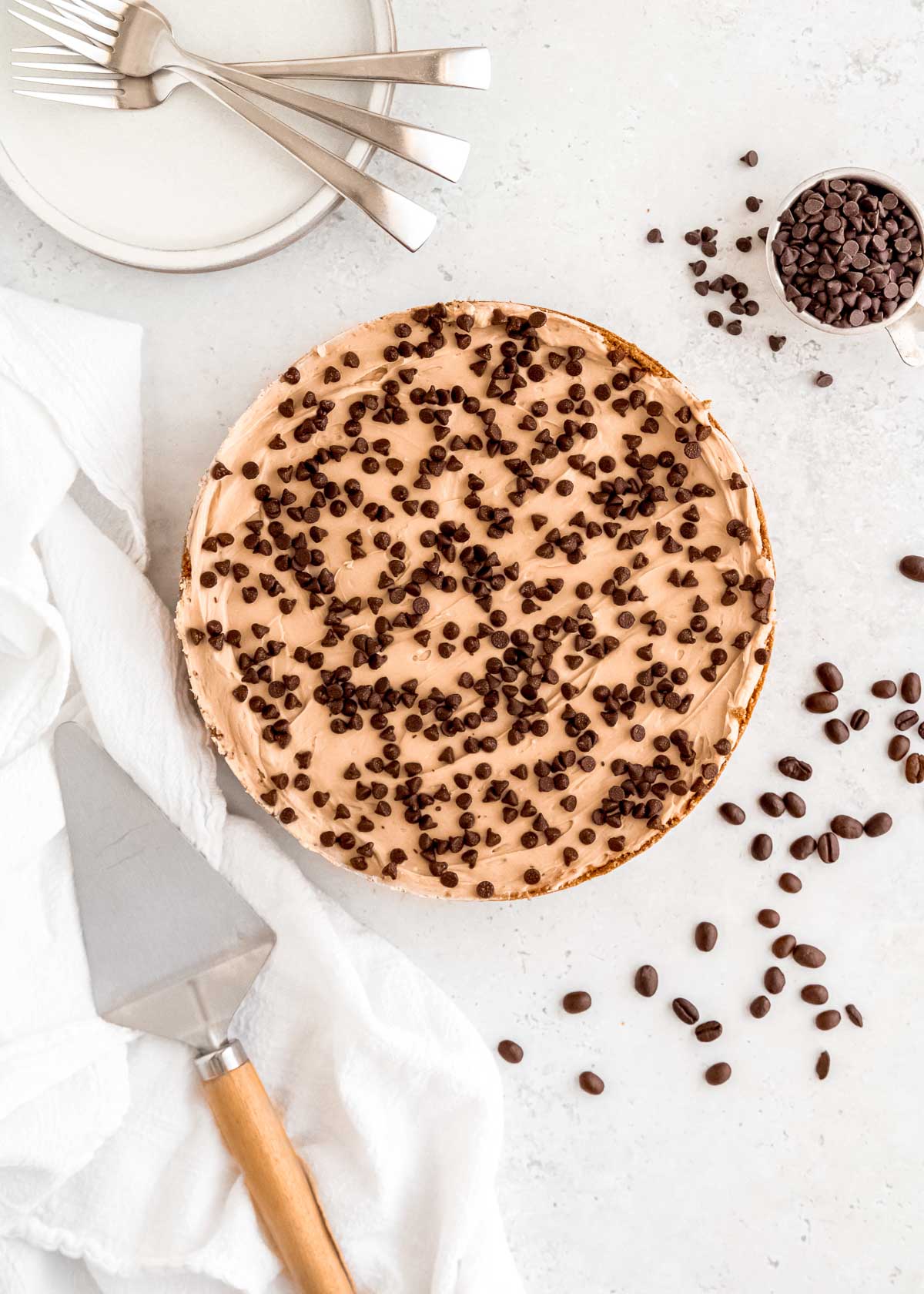 Enjoy unbelievable espresso flavor in this delicious No Bake Mocha Cheesecake! Rich, creamy, and perfect for holidays and celebrations.