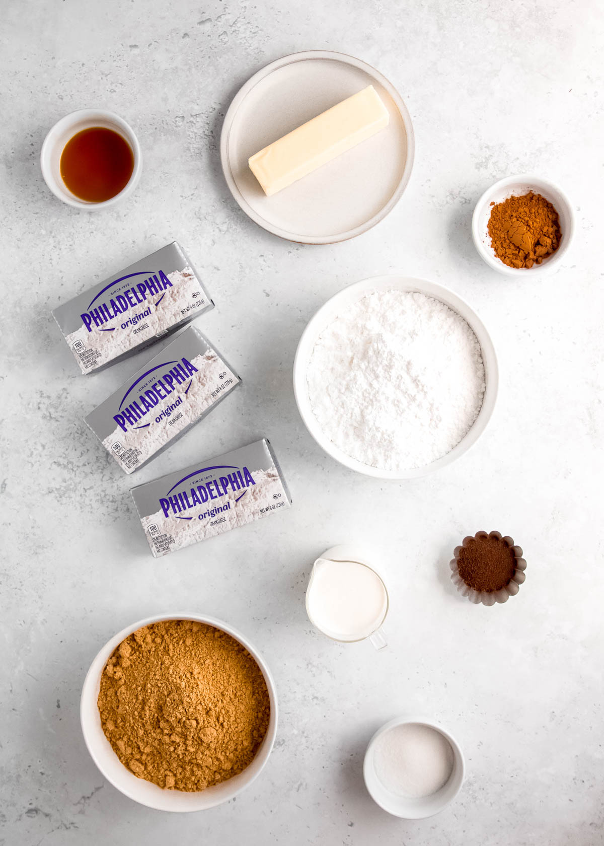 ingredients for a no-bake mocha cheesecake